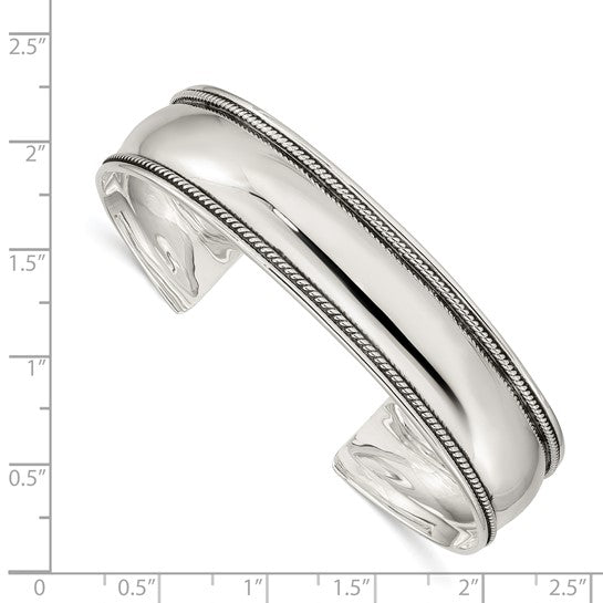 925 Sterling Silver Antique Style Cuff Bangle Bracelet