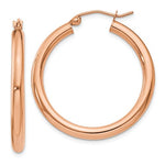 Lataa kuva Galleria-katseluun, 14K Rose Gold 30mm x 3mm Classic Round Hoop Earrings
