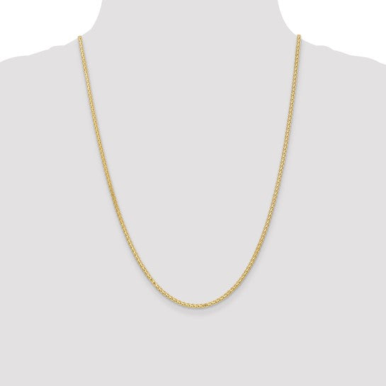 14K Yellow Gold 2.4mm Flat Wheat Spiga Bracelet Anklet Choker Necklace Pendant Chain