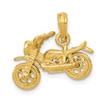 Kép betöltése a galériamegjelenítőbe: 14k Yellow Gold Motorcycle  Moveable 3D Pendant Charm
