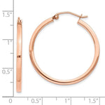 Load image into Gallery viewer, 14K Rose Gold Square Tube Round Hoop Earrings 30mmx2mm

