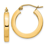 Indlæs billede til gallerivisning 10k Yellow Gold  19mm x 3mm Square Tube Classic Round Hoop Earrings
