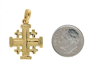 14k Yellow Gold Jerusalem Cross Pendant Charm