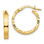 Charger l&#39;image dans la galerie, 14K Yellow Gold 19mm x 3mm Textured Edge Hoop Earrings

