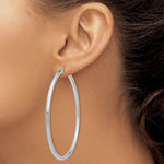 Загрузить изображение в средство просмотра галереи, 14K White Gold 65mm x 3mm Classic Round Hoop Earrings
