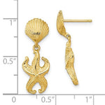Załaduj obraz do przeglądarki galerii, 14k Yellow Gold Seashell Starfish Clam Scallop Shell Dangle Earrings

