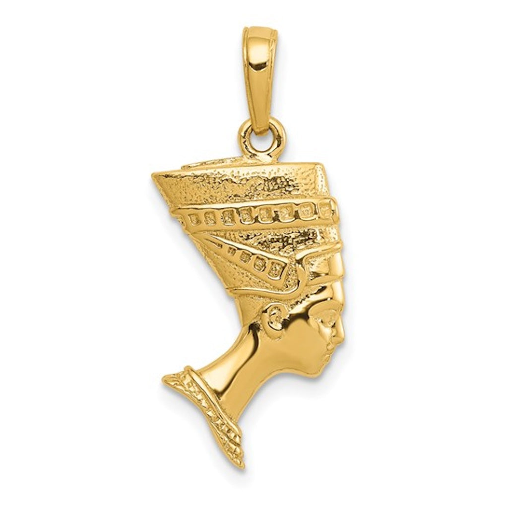 14k yellow gold egyptian nefertiti 3d pendant charm