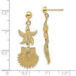 Afbeelding in Gallery-weergave laden, 14k Yellow Gold Seashell Starfish Clam Scallop Shell Dangle Earrings
