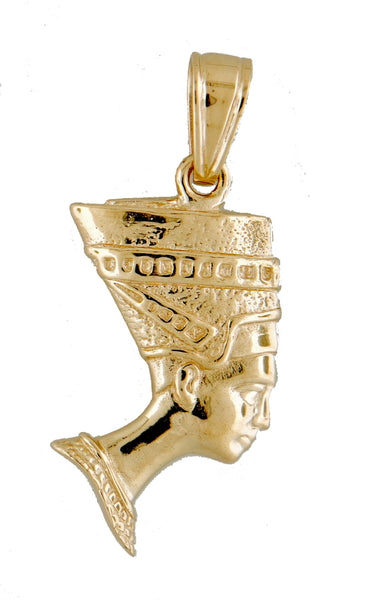 Lade das Bild in den Galerie-Viewer, 14k yellow gold egyptian nefertiti 3d pendant charm