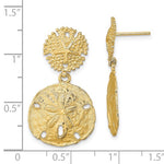 Load image into Gallery viewer, 14k Yellow Gold Double Sand Dollar Starfish Dangle Earrings
