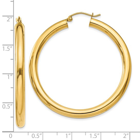 18K Yellow Gold 45mm x 4mm Classic Round Hoop Earrings