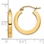 Lataa kuva Galleria-katseluun, 10k Yellow Gold  19mm x 3mm Square Tube Classic Round Hoop Earrings
