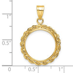 Carica l&#39;immagine nel visualizzatore di Gallery, 14K Yellow Gold 1/10 oz One Tenth Ounce American Eagle Coin Holder Prong Bezel Rope Edge Pendant Charm for 16.5mm x 1.3mm Coins
