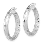 Afbeelding in Gallery-weergave laden, 14k White Gold 25mm x 3.75mm Diamond Cut Inside Outside Round Hoop Earrings

