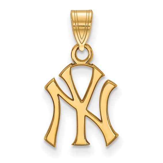 14k 10k Yellow White Gold or Sterling Silver New York Yankees LogoArt Licensed Major League Baseball MLB Pendant Charm 19mm x 10mm