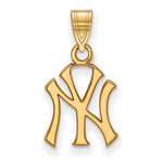 Kép betöltése a galériamegjelenítőbe: 14k 10k Yellow White Gold or Sterling Silver New York Yankees LogoArt Licensed Major League Baseball MLB Pendant Charm 19mm x 10mm
