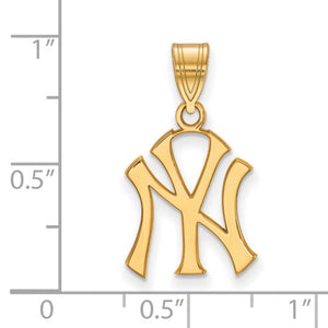 14k 10k Yellow White Gold or Sterling Silver New York Yankees LogoArt Licensed Major League Baseball MLB Pendant Charm 23mm x 12mm