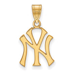 Загрузить изображение в средство просмотра галереи, 14k 10k Yellow White Gold or Sterling Silver New York Yankees LogoArt Licensed Major League Baseball MLB Pendant Charm 23mm x 12mm
