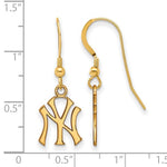 Lataa kuva Galleria-katseluun, Sterling Silver Gold Plated New York Yankees LogoArt Licensed Major League Baseball MLB Dangle Earrings
