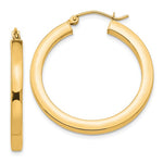 Indlæs billede til gallerivisning 10k Yellow Gold 31mm x 3mm Classic Square Tube Round Hoop Earrings
