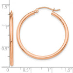 Indlæs billede til gallerivisning 10k Rose Gold Classic Round Hoop Earrings 31mm x 2mm
