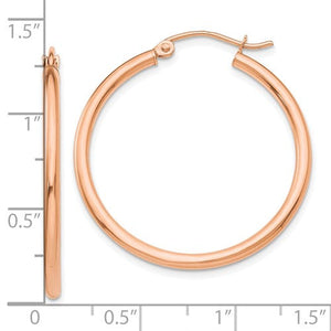10k Rose Gold Classic Round Hoop Earrings 31mm x 2mm