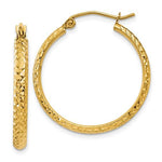 Lataa kuva Galleria-katseluun, 14k Yellow Gold 25mm x 2.5mm Diamond Cut Round Hoop Earrings
