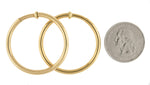 Φόρτωση εικόνας στο εργαλείο προβολής Συλλογής, 14K Yellow Gold 35mm x 3mm Non Pierced Round Hoop Earrings
