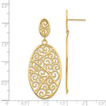 Φόρτωση εικόνας στο εργαλείο προβολής Συλλογής, 14k Yellow Gold Filigree Oval Festive Dangle Post Earrings
