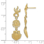 Indlæs billede til gallerivisning 14k Yellow Gold Sand Dollar Starfish Clam Scallop Shell Dangle Earrings
