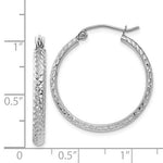 Load image into Gallery viewer, 14k White Gold 24mm x 2.5mm Diamond Cut Round Hoop Earrings
