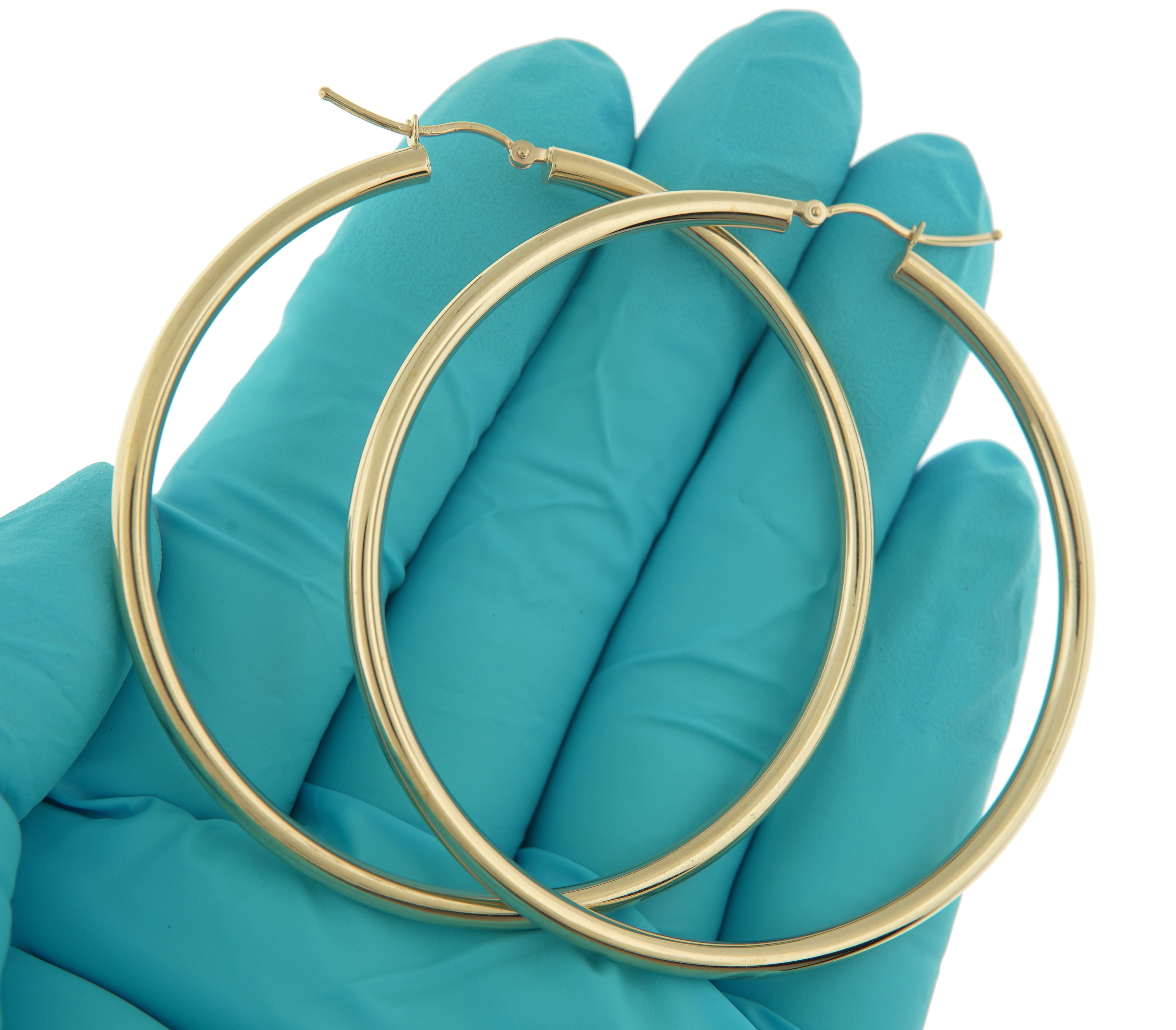 10K Yellow Gold 60mm x 3mm Classic Round Hoop Earrings