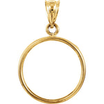 Carregar imagem no visualizador da galeria, 14K Yellow Gold Coin Holder for 15.6mm x 0.86mm  Coins or Mexican 2.50 or 2 1/2 Peso or US $1.00 Dollar Type 3 Tab Back Frame Pendant Charm
