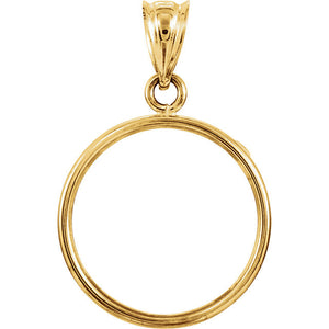 14K Yellow Gold Coin Holder for 15.6mm x 0.86mm  Coins or Mexican 2.50 or 2 1/2 Peso or US $1.00 Dollar Type 3 Tab Back Frame Pendant Charm