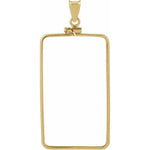 Indlæs billede til gallerivisning 14K Yellow Gold Bezel Screw Top Coin Frame Pendant for 41 x 24 mm Gold Bar

