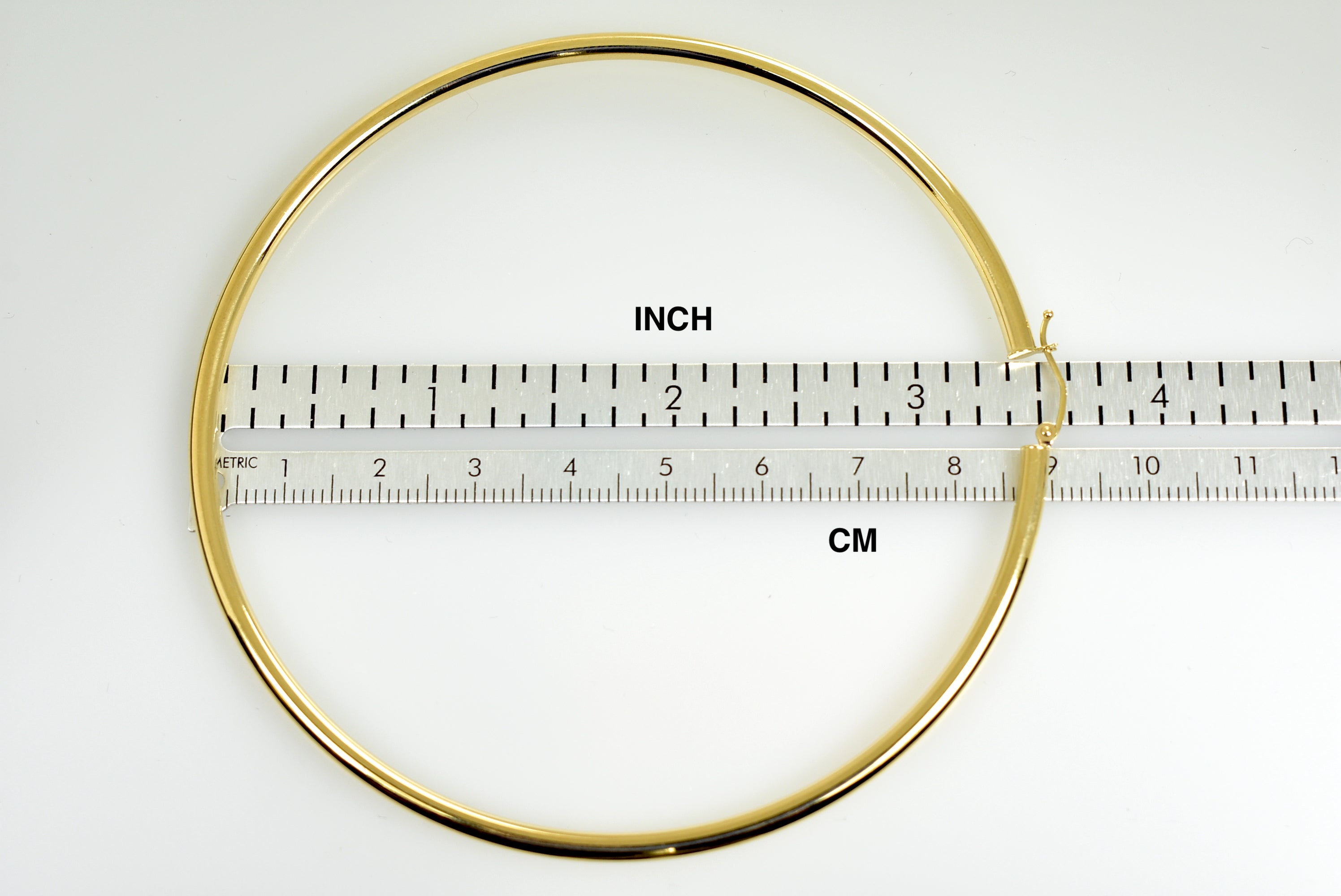 14K Yellow Gold 90mm x 3mm Extra Large Giant Gigantic Big Round Classic Hoop Earrings