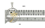 Load image into Gallery viewer, 14k White Yellow Gold Two Tone Palm Tree Sunset Beach Pendant Charm
