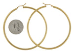 Charger l'image dans la galerie, 14K Yellow Gold 70mm x 3mm Extra Large Giant Gigantic Big Lightweight Round Classic Hoop Earrings
