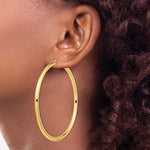 Lataa kuva Galleria-katseluun, 14K Yellow Gold 80mm x 4mm Extra Large Giant Gigantic Big Round Classic Hoop Earrings
