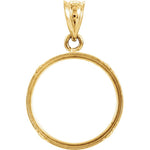 Lade das Bild in den Galerie-Viewer, 14K Yellow Gold Coin Holder for 15.6mm x 0.86mm  Coins or Mexican 2.50 or 2 1/2 Peso or US $1.00 Dollar Type 3 Tab Back Frame Pendant Charm
