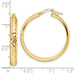 Φόρτωση εικόνας στο εργαλείο προβολής Συλλογής, 14K Yellow Gold Diamond Cut Round Hoop Earrings 28mm x 4mm
