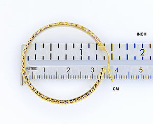 14k Yellow Gold 37mm x 2.5mm Diamond Cut Round Hoop Earrings