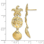 Carregar imagem no visualizador da galeria, 14k Yellow Gold Sand Dollar Starfish Clam Scallop Shell Dangle Earrings
