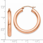 Carica l&#39;immagine nel visualizzatore di Gallery, 14K Rose Gold 30mm x 4mm Classic Round Hoop Earrings
