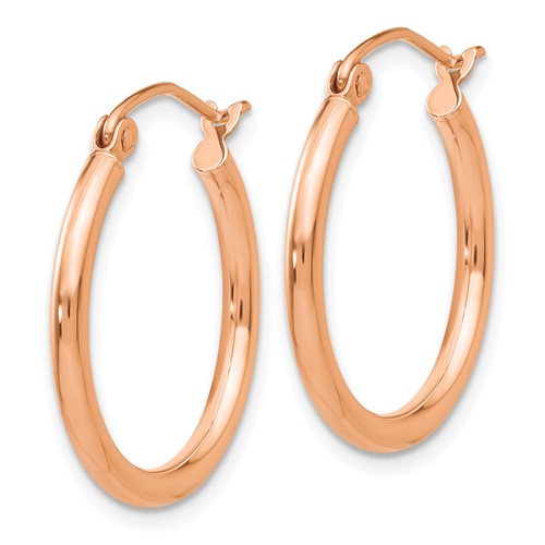 10k Rose Gold Classic Round Hoop Earrings 21mm x 2mm