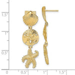 画像をギャラリービューアに読み込む, 14k Yellow Gold Sand Dollar Starfish Clam Scallop Shell Dangle Earrings
