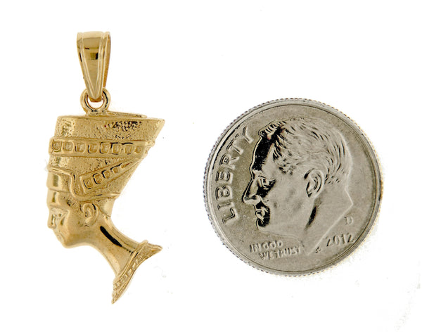 Lade das Bild in den Galerie-Viewer, 14k yellow gold egyptian nefertiti 3d pendant charm