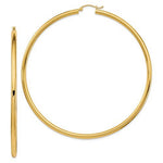 Charger l&#39;image dans la galerie, 14K Yellow Gold 80mm x 3mm Extra Large Giant Gigantic Big Lightweight Round Classic Hoop Earrings
