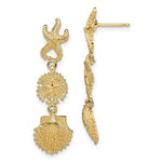 이미지를 갤러리 뷰어에 로드 , 14k Yellow Gold Sand Dollar Starfish Clam Scallop Shell Dangle Earrings
