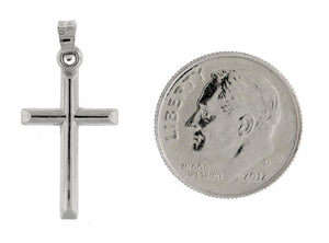 14k White Gold Cross Polished 3D Hollow Small Pendant Charm